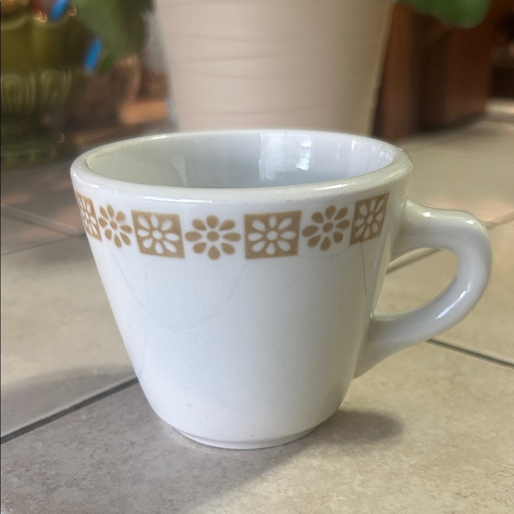 ✔️$5 buy one get one White Restaurant Ware Mug with Floral Pattern